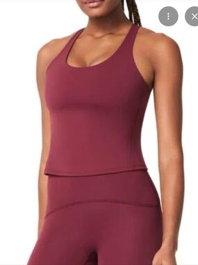 Spanx Women's Burgundy Get Moving Contour Crossback Shelf Tank Top
